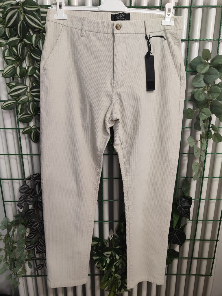 PANTALONE VELLUTO BIANCO PANNA